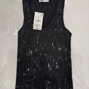 Zara Black Sequin Tank Top